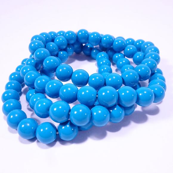Anthropologie Women's Bright Blue Glass Bead Stackable Bracelet Set NWOT 138 - Picture 6 of 9